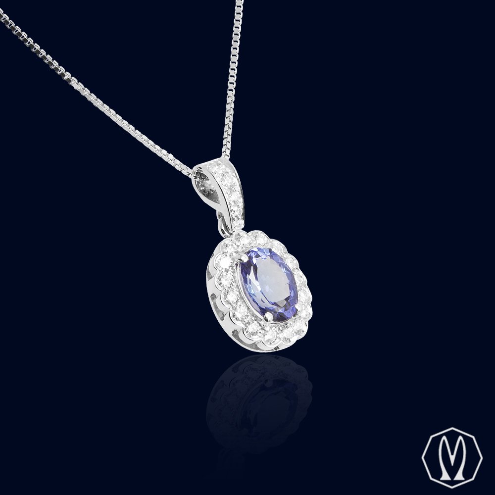 Girocollo Tanzanite e Diamanti Oro18kt