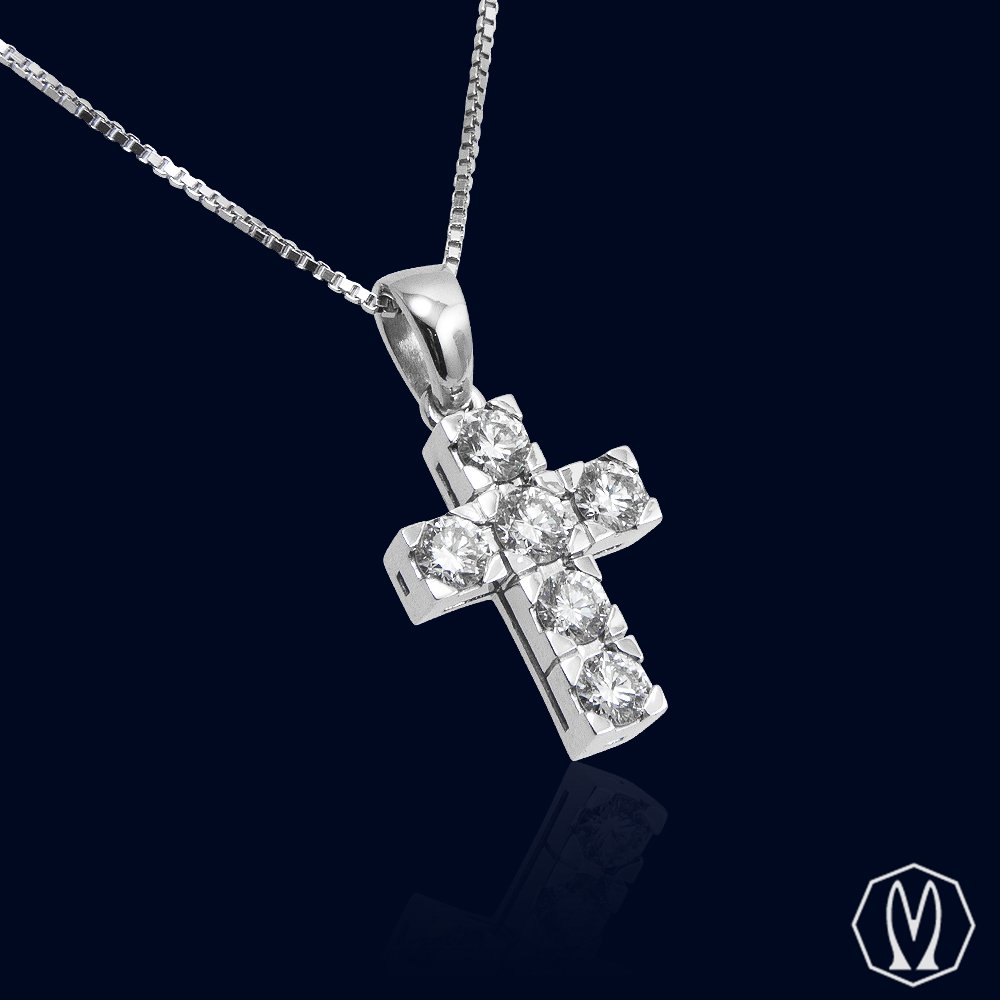 Girocollo Croce con Diamanti Oro18kt