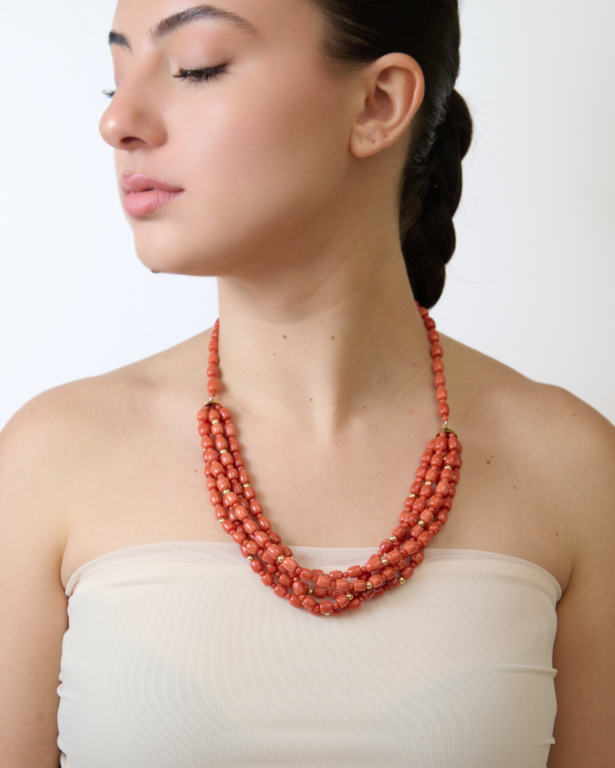 Collana Unica in Corallo Mediterraneo e Oro18kt