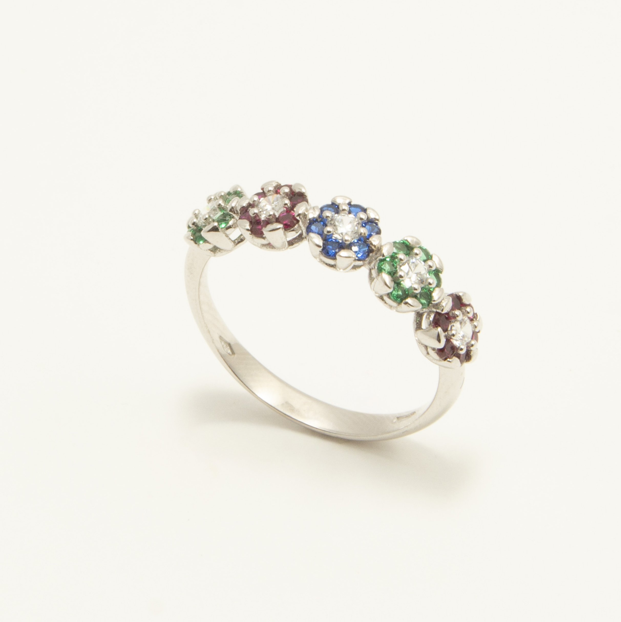 Anello Zirconi Multi Color in Oro 18kt