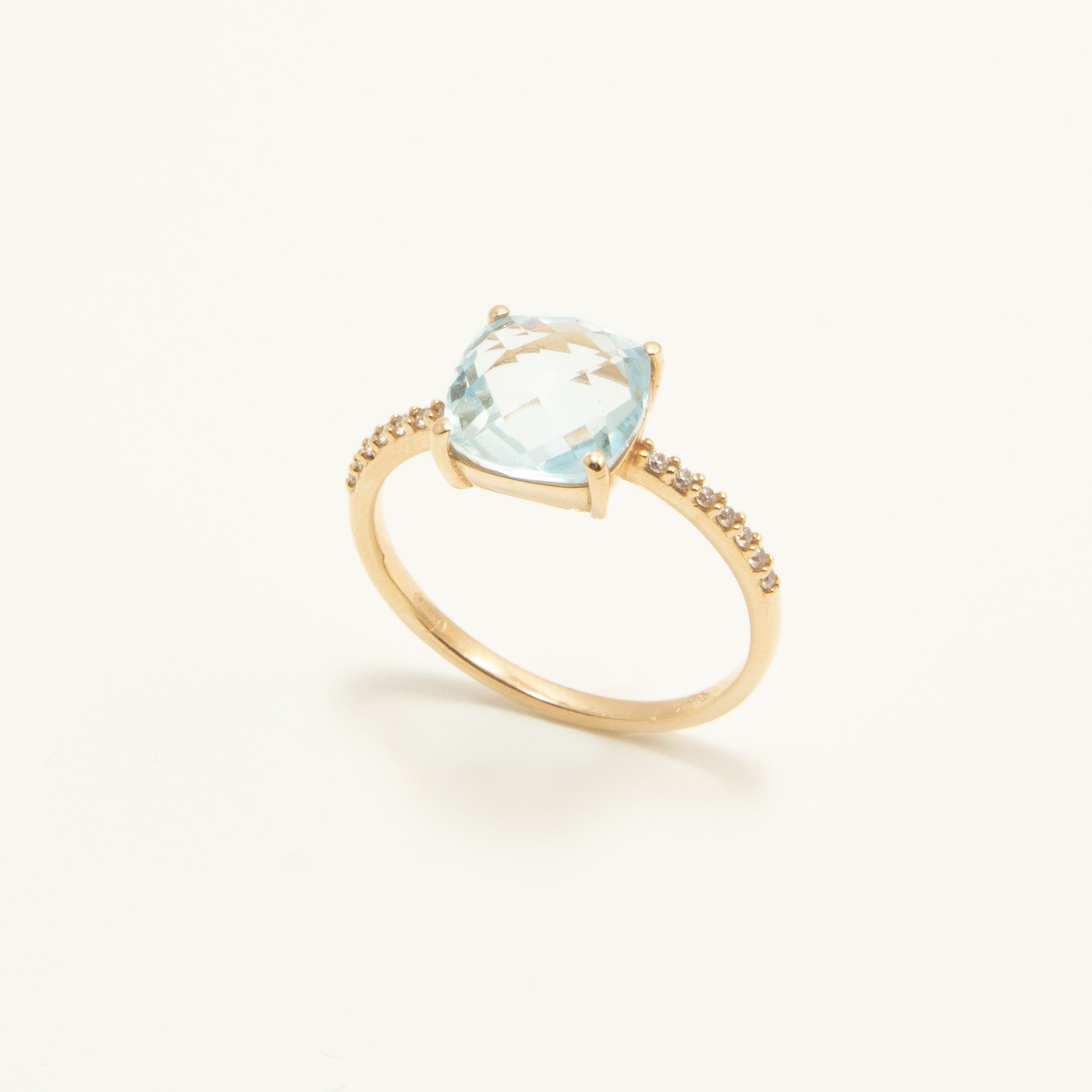 Anello Topazio Azzurro Zirconi in Oro 18kt