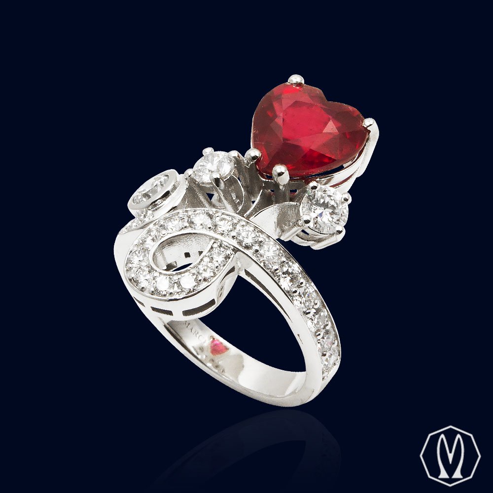 Anello Unico Rubino e Diamanti Oro18kt