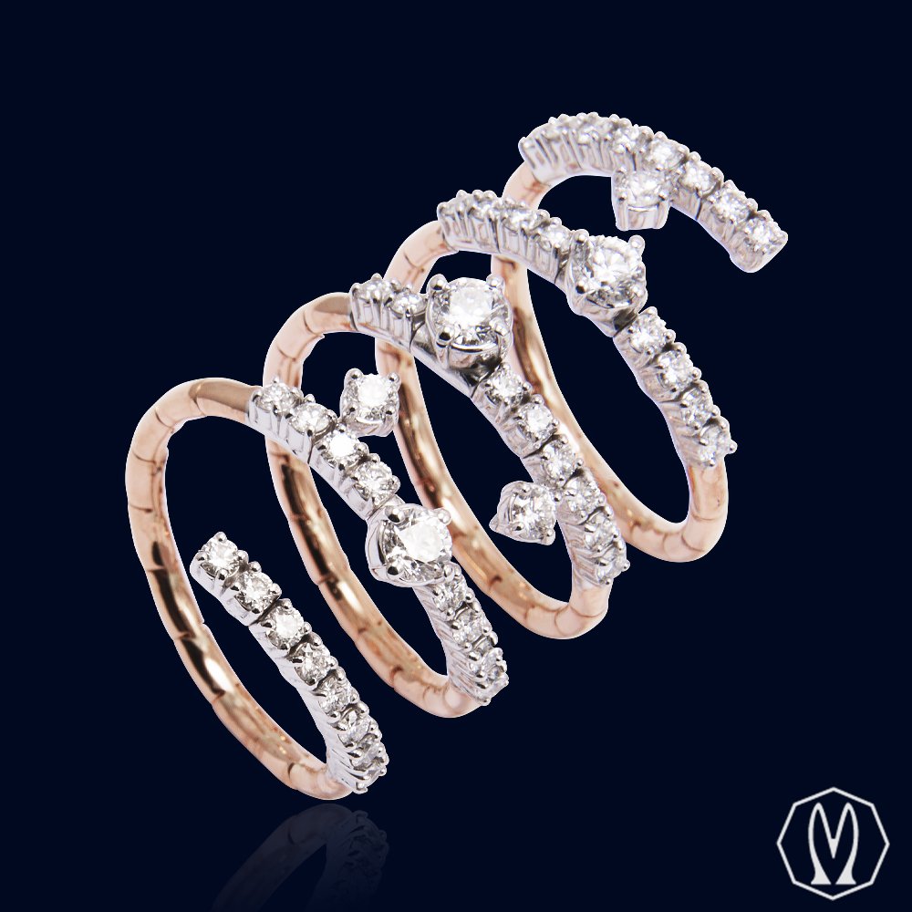 Anello Spirale Diamanti e Oro 18kt