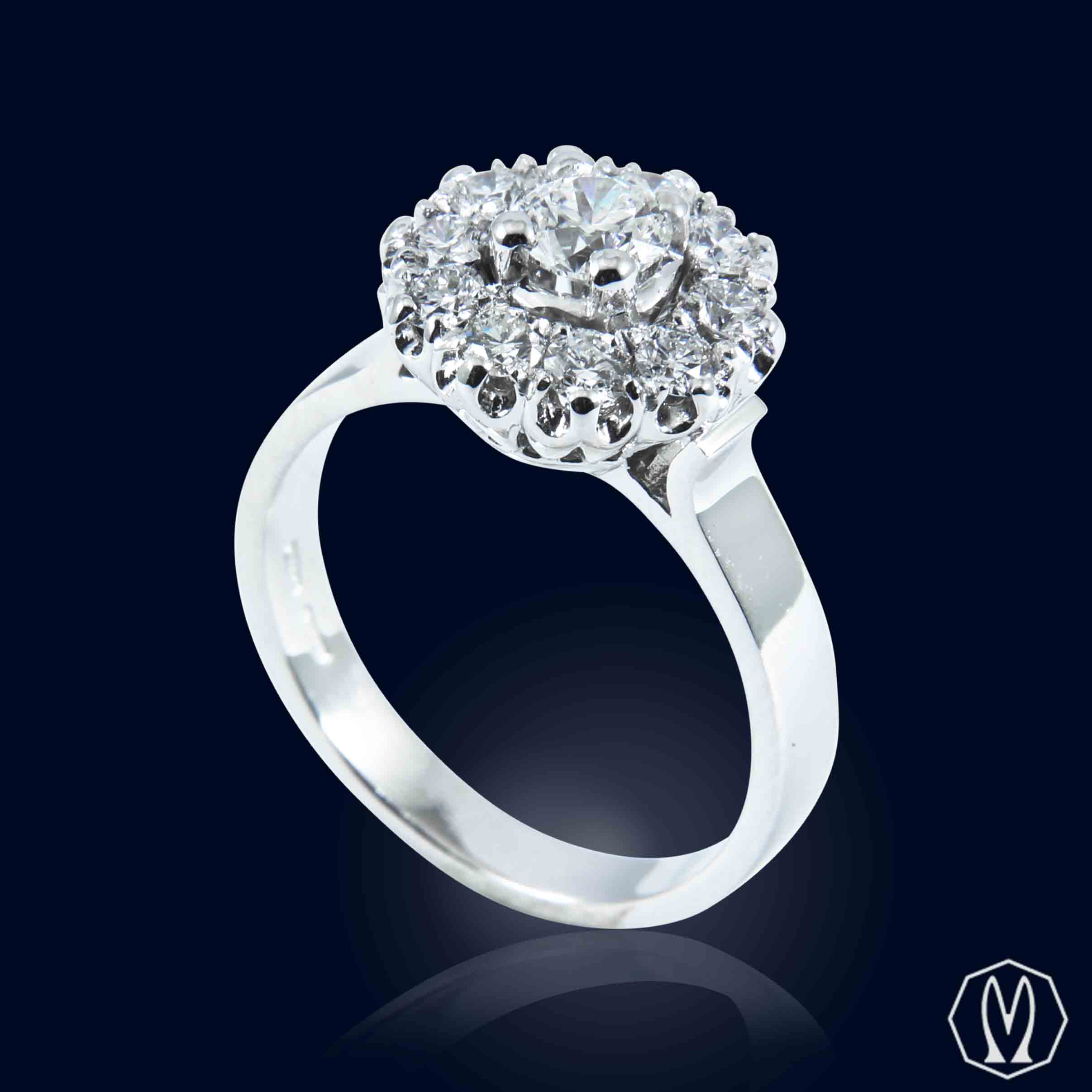 Anello Fiore Oro 18kt Diamanti
