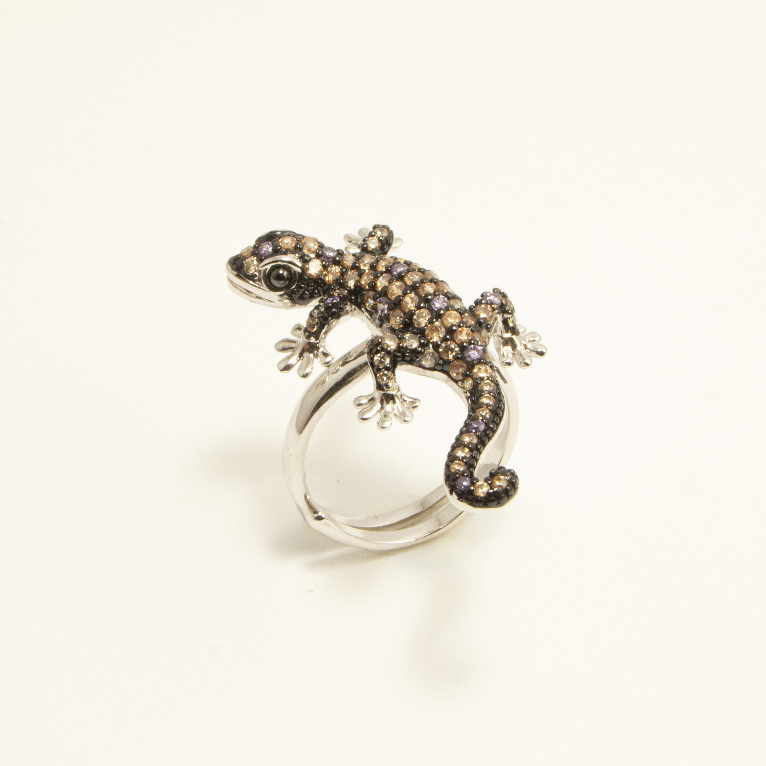 Anello Geco in Argento 925‰ e Zirconi