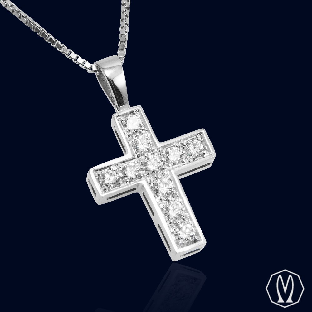 Girocollo Croce con Diamanti Oro18kt