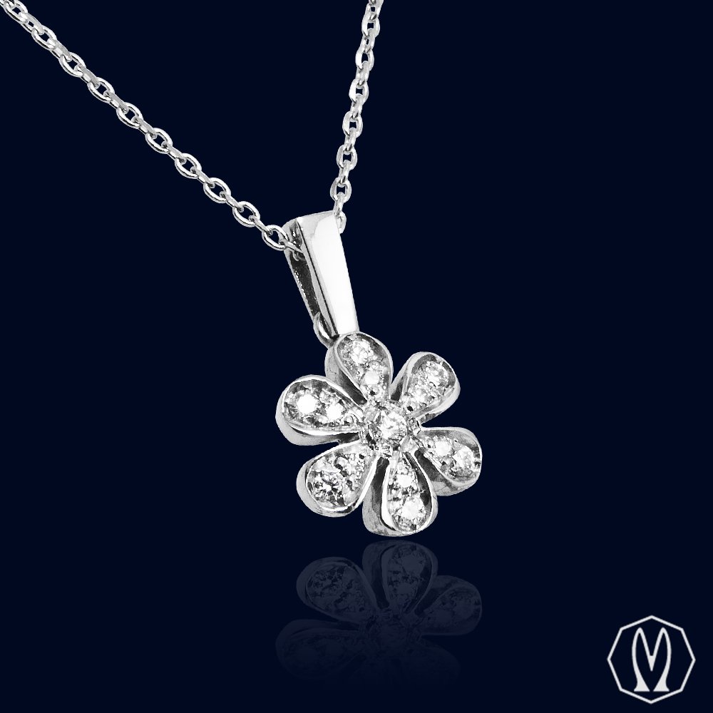 Girocollo Fiore In Diamanti Oro18kt