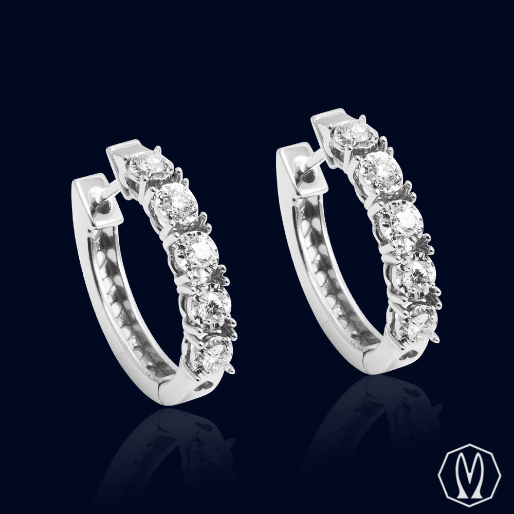 Orecchini Cerchio Diamanti Oro18kt