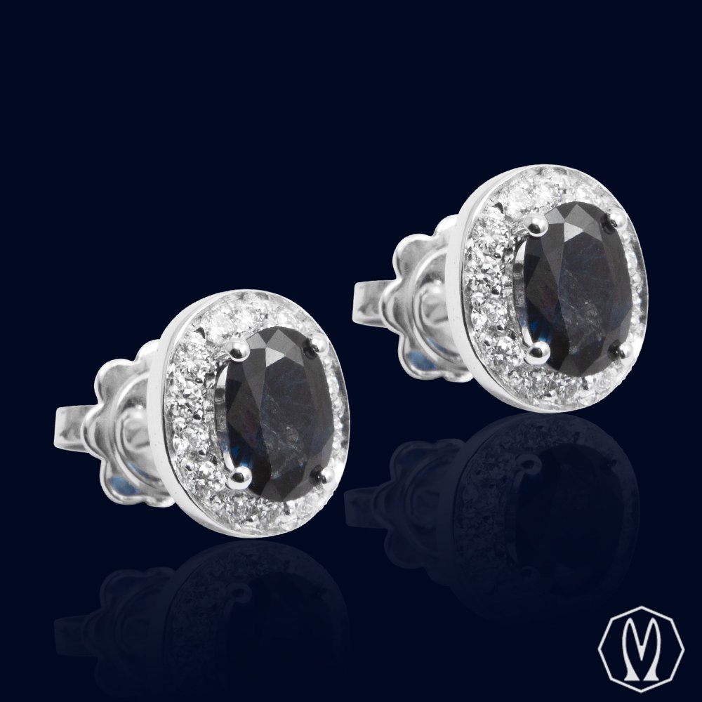 Orecchini Zaffiri e Diamanti Oro 18Kt