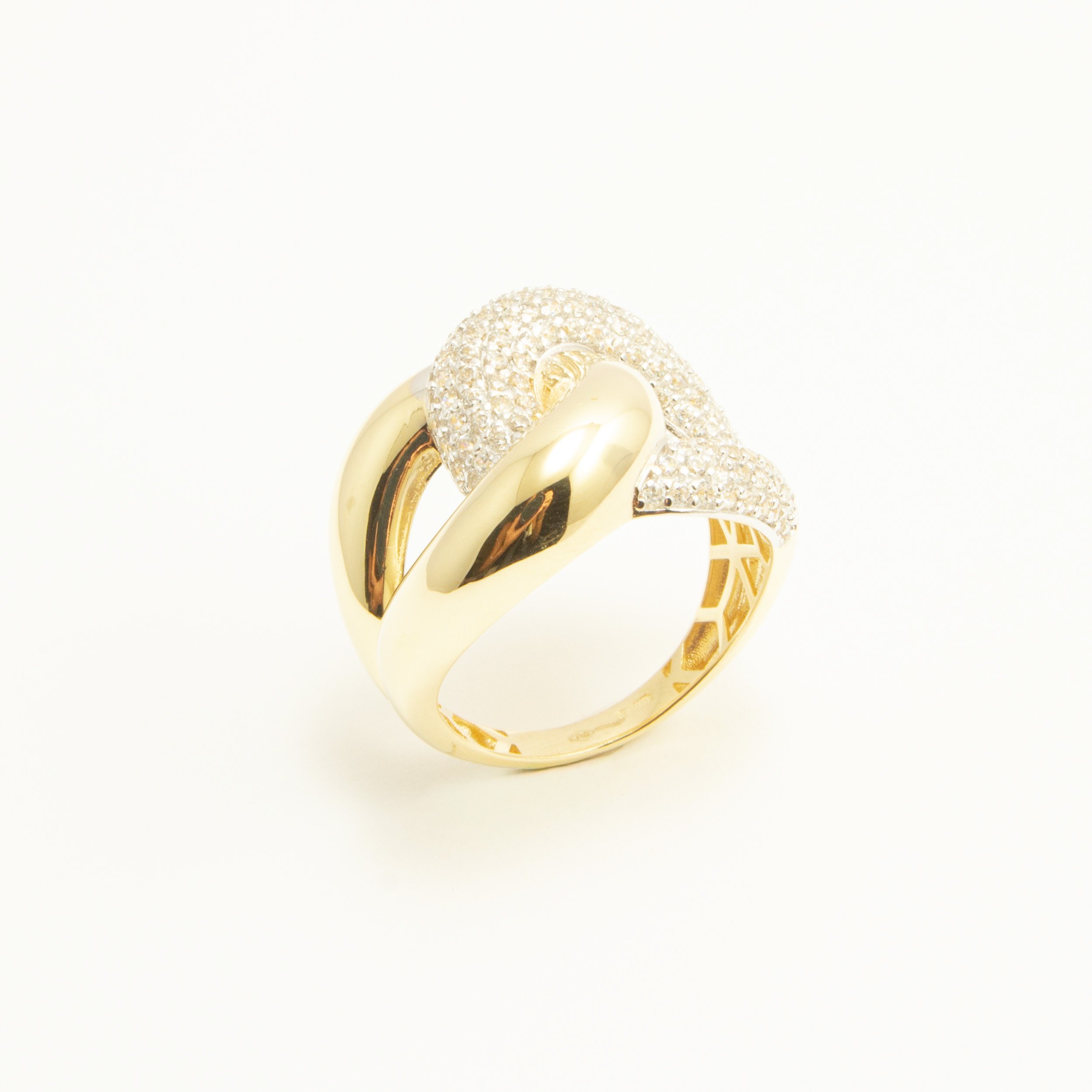 Anello Intreccio in Oro 18kt e Zirconi