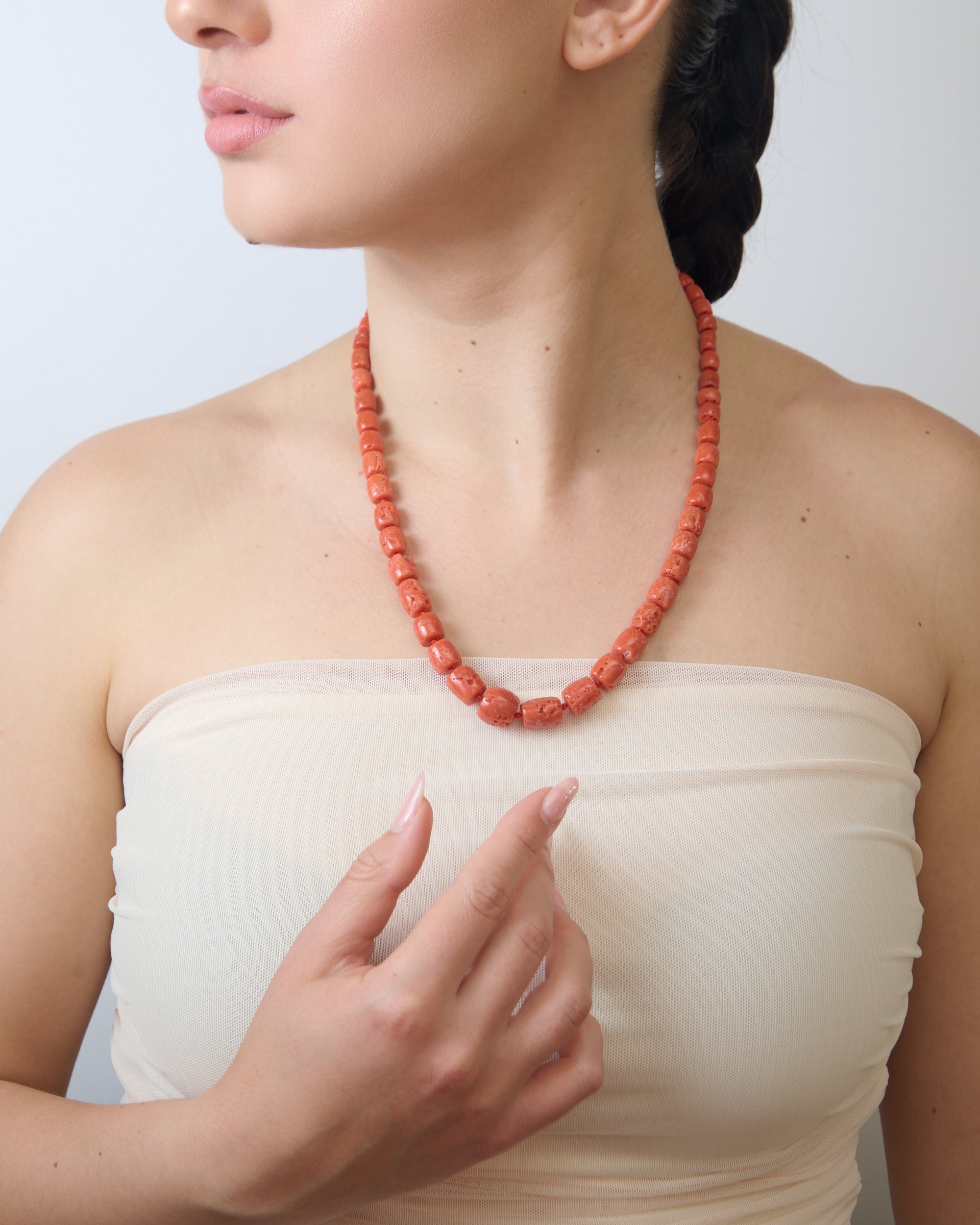Collana A Scalare In Corallo Rosso e Oro18kt